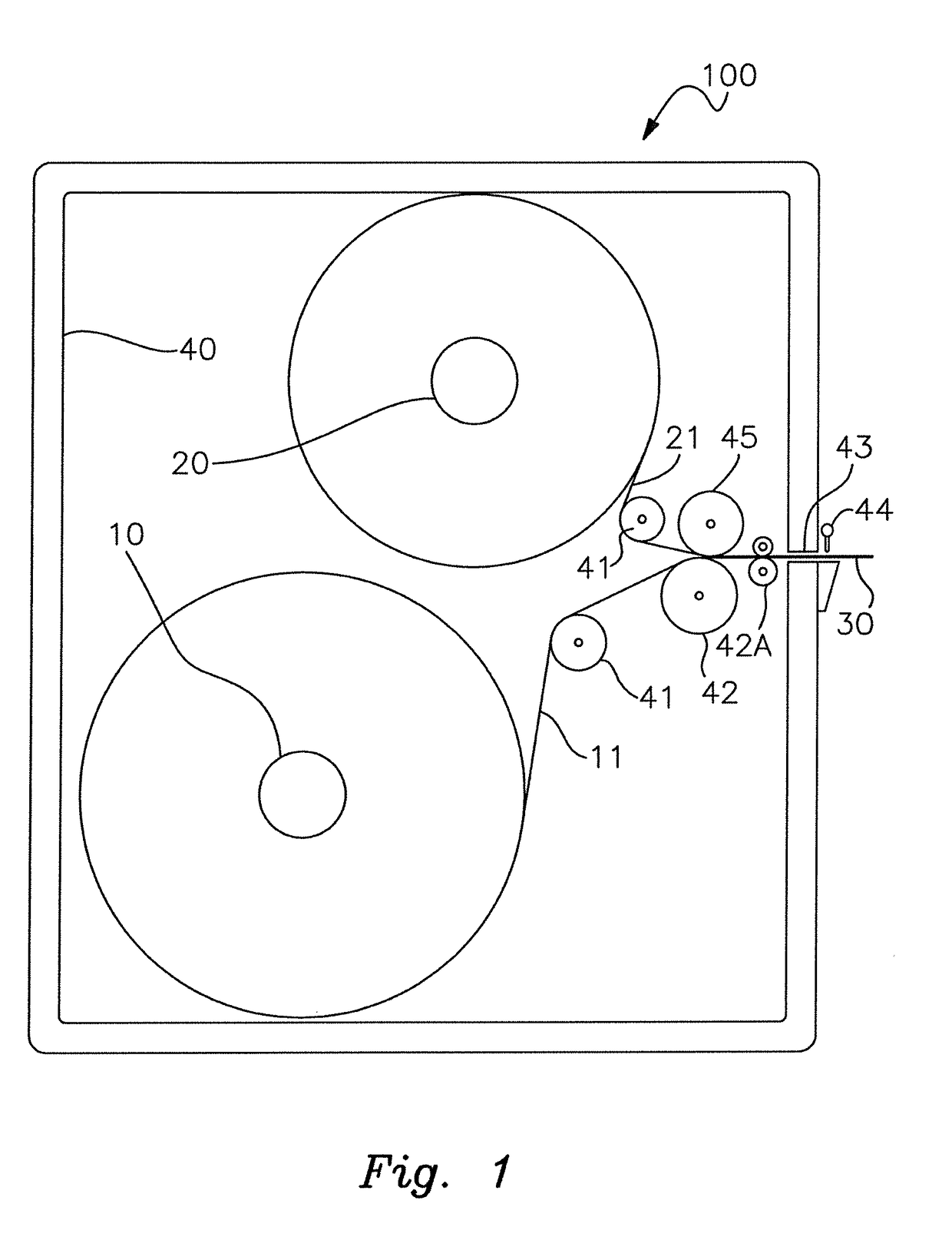 Dispenser apparatus and method of use for laminating and dispensing transfer tape in a paper web turn-up system