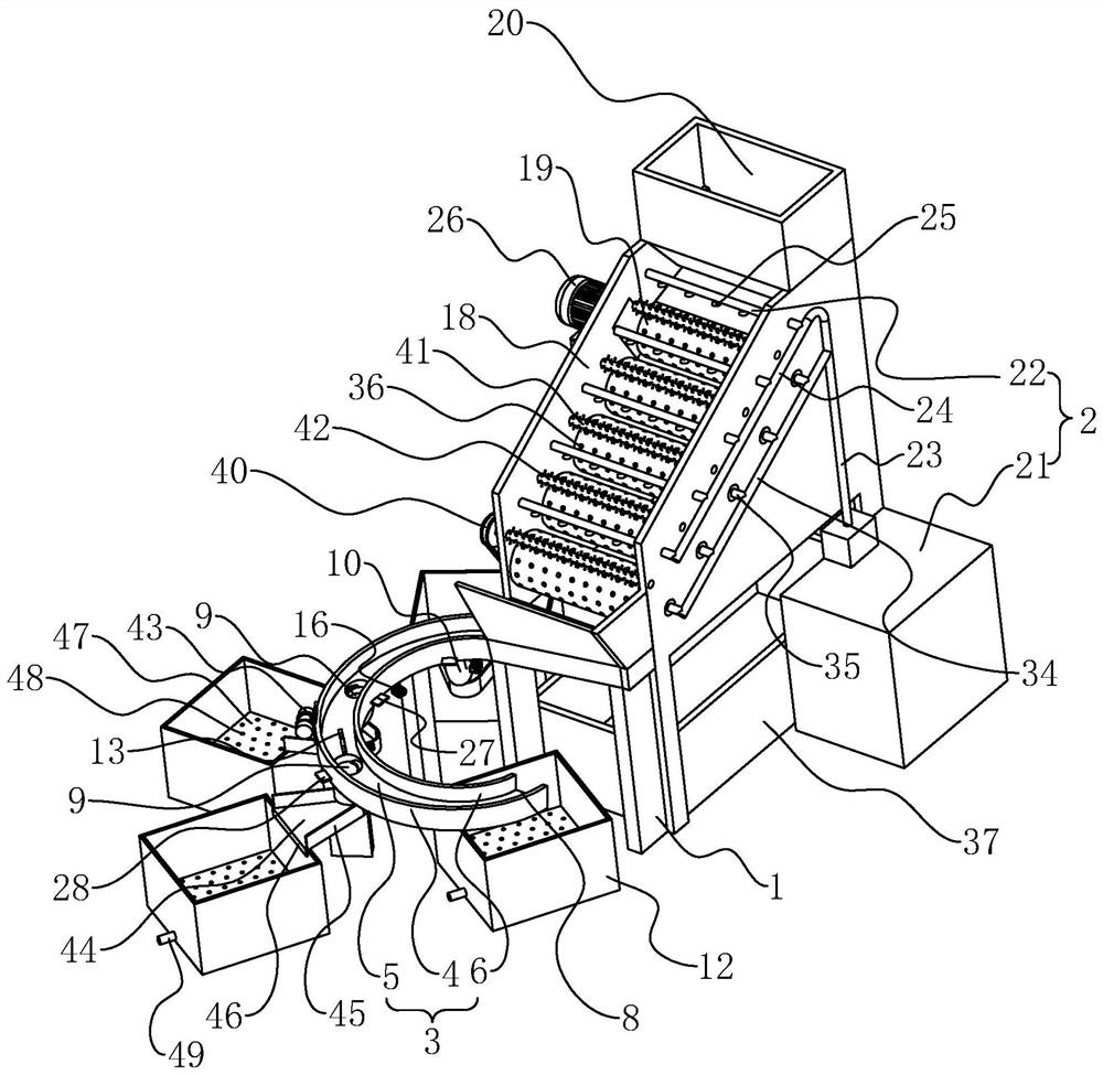 Fruit screening and conveying production line and technological process thereof