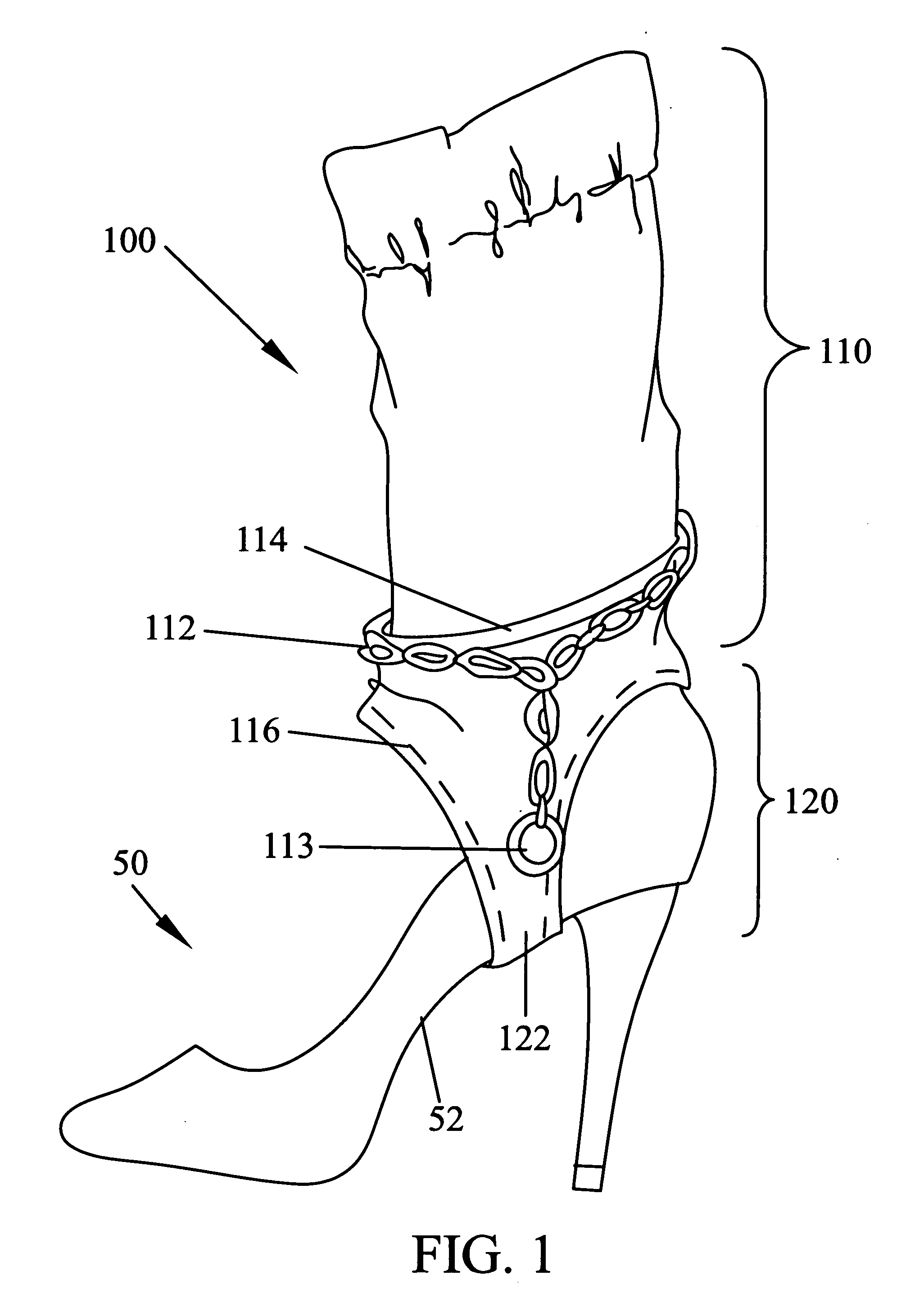 Leg cover applied to a shoe or a foot providing warmth, protection, ankle support, and fashion style