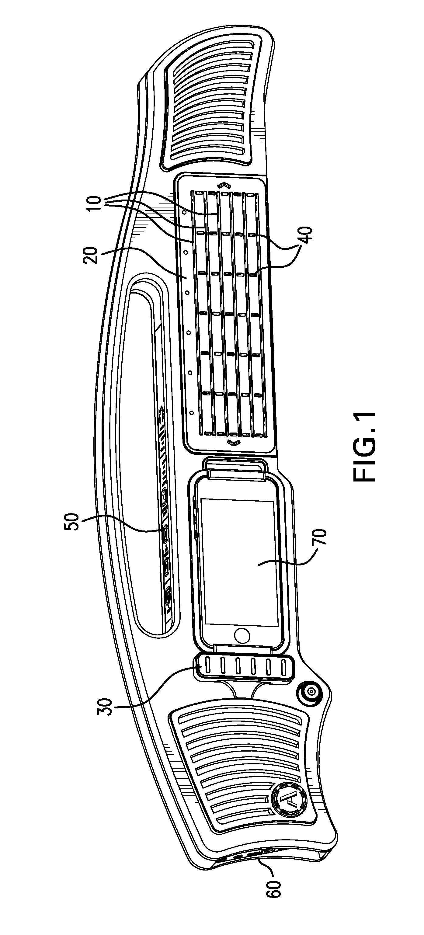 Ergonomic electronic musical instrument with pseudo-strings