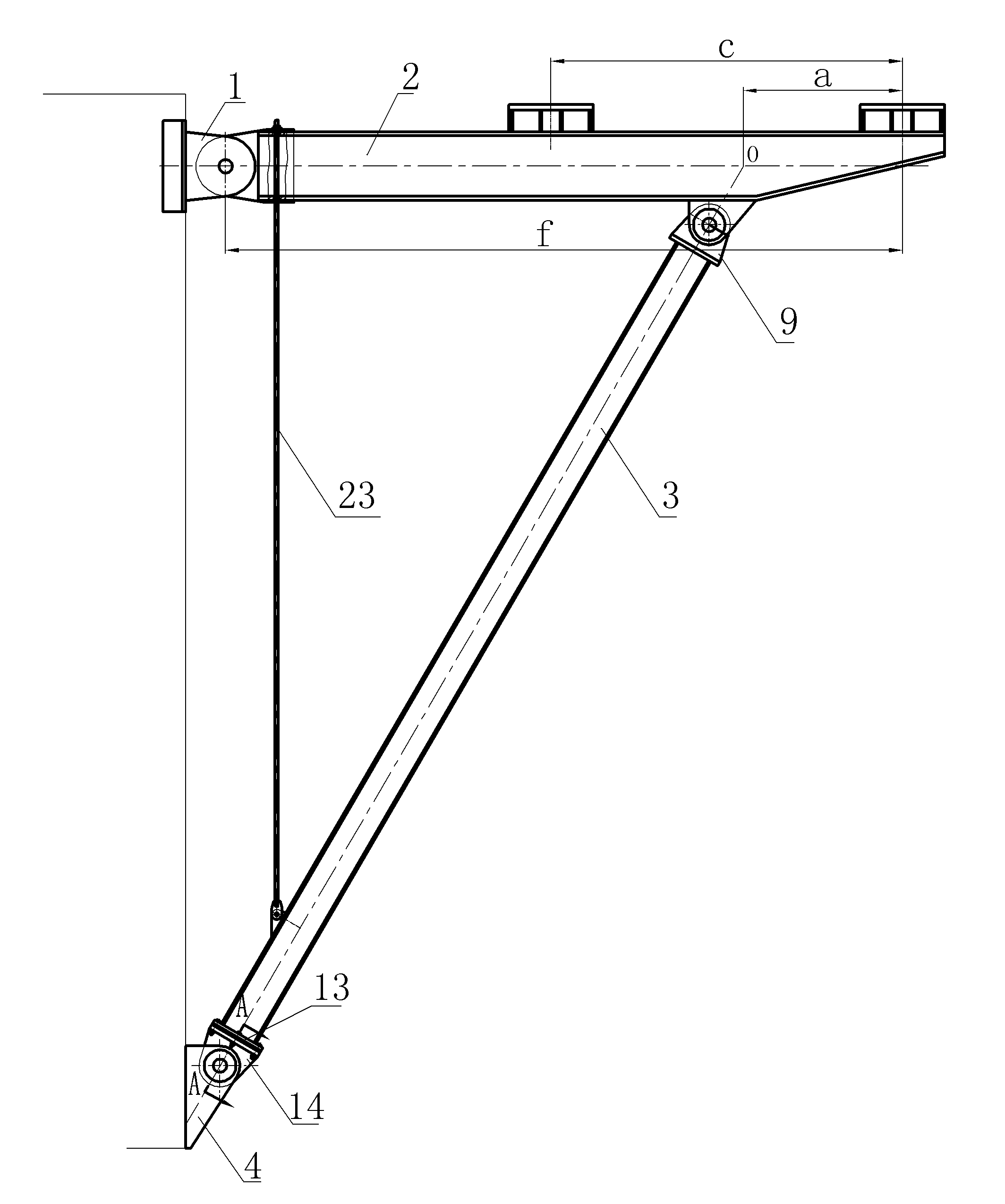 Suspended-rising support system of tower crane