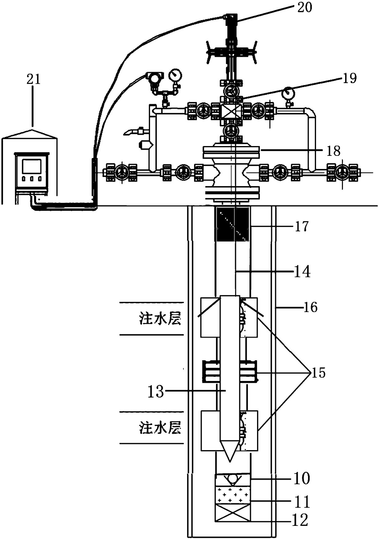 Separated layer water injection device and process method based on downhole wireless communication