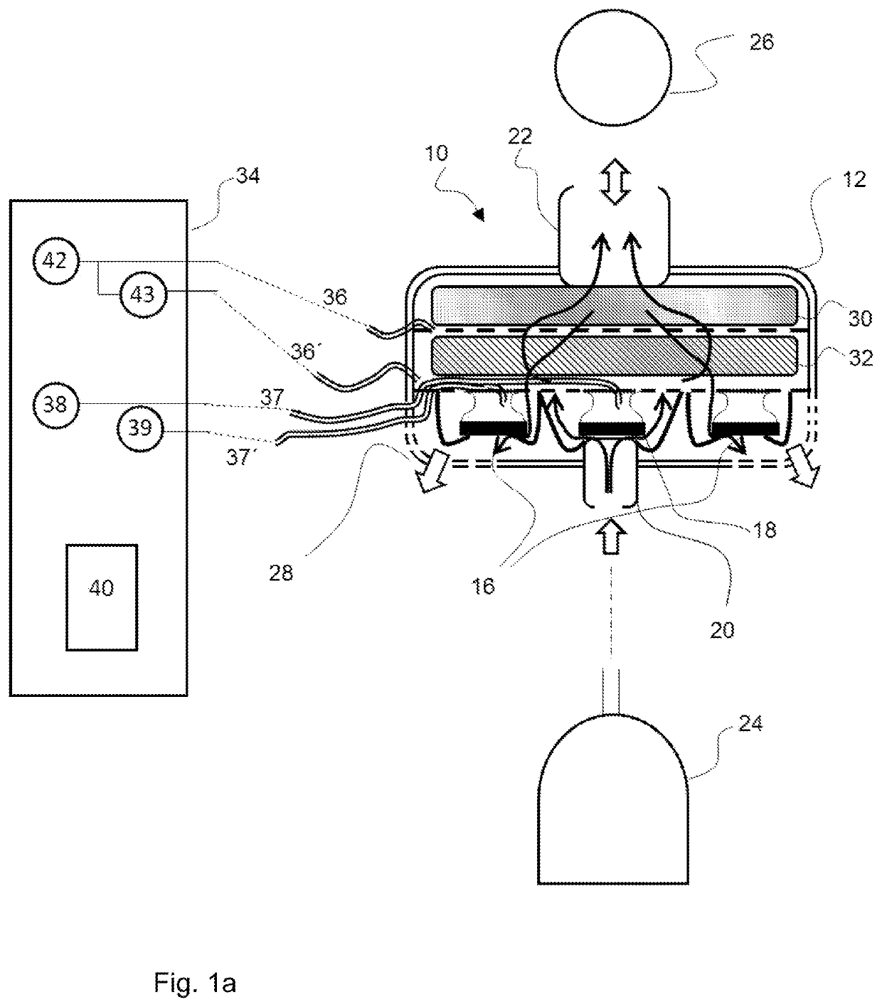 Device for ventilating a patient and process for the operation of the device