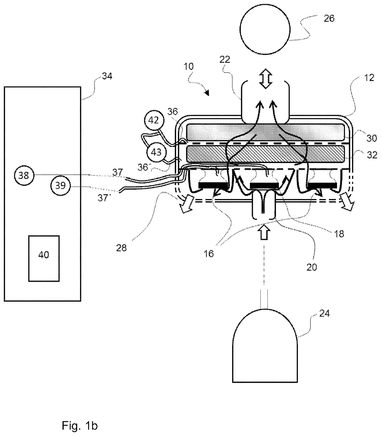 Device for ventilating a patient and process for the operation of the device