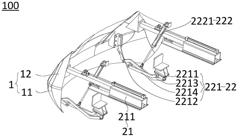 Front end opening and closing mechanism for railway vehicle