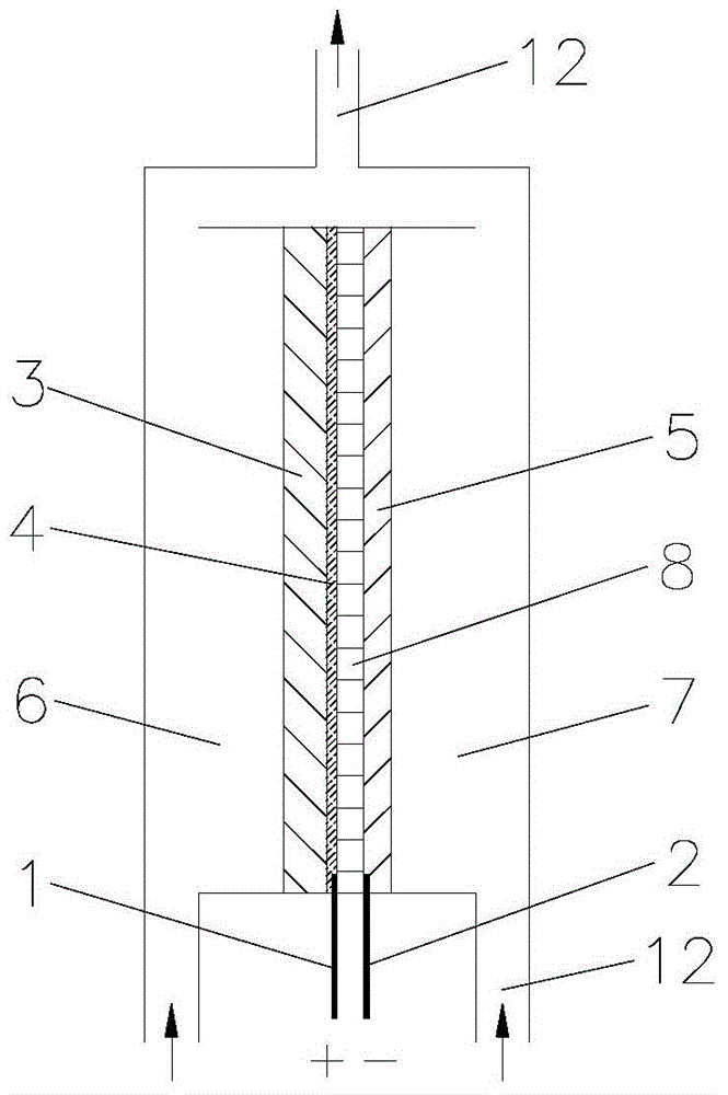 Electrolytic cell device provided with separated cathode and anode chambers and used for preparing ozone water through electrolysis