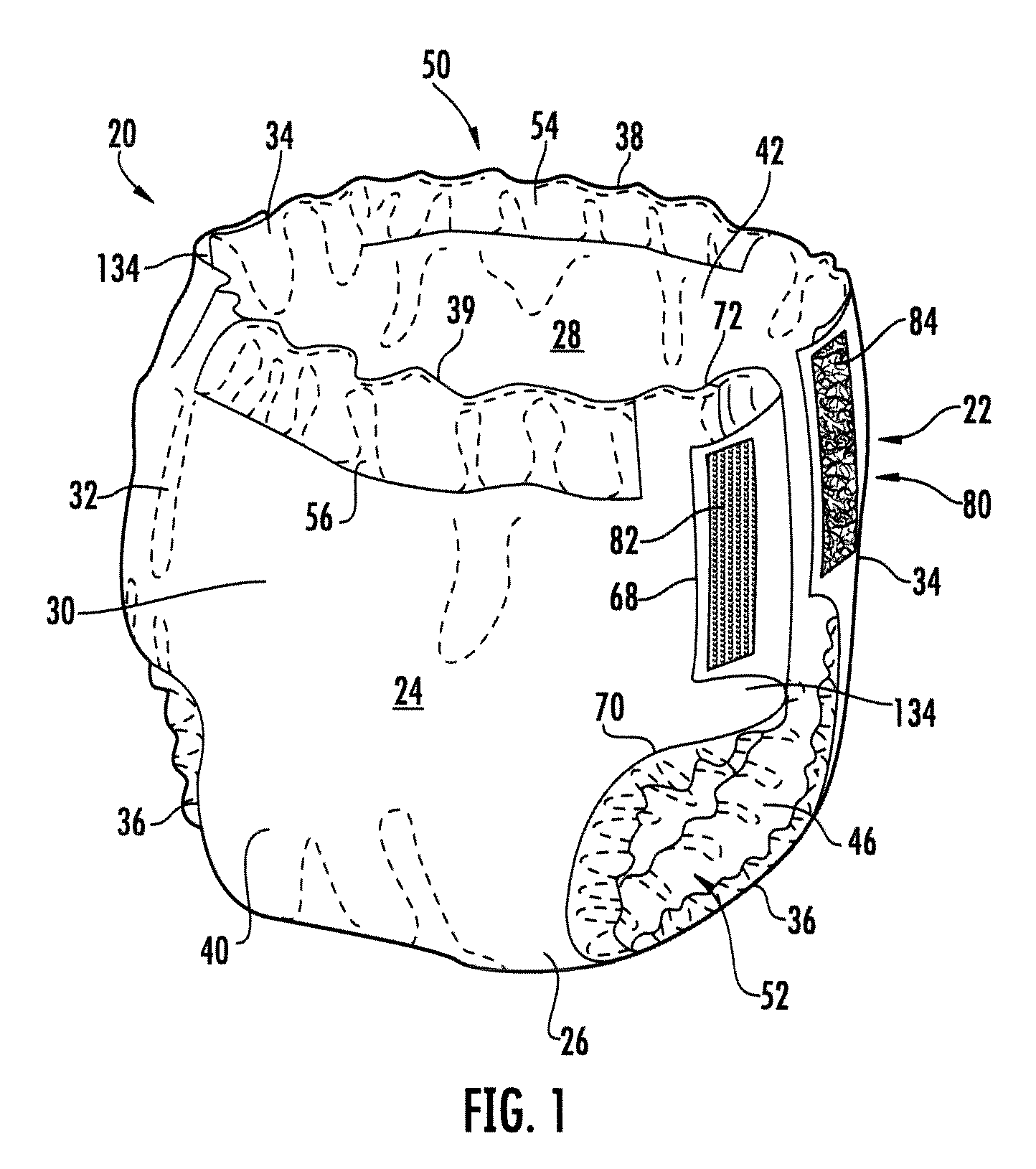 Absorbent garments with improved fit in the front leg area