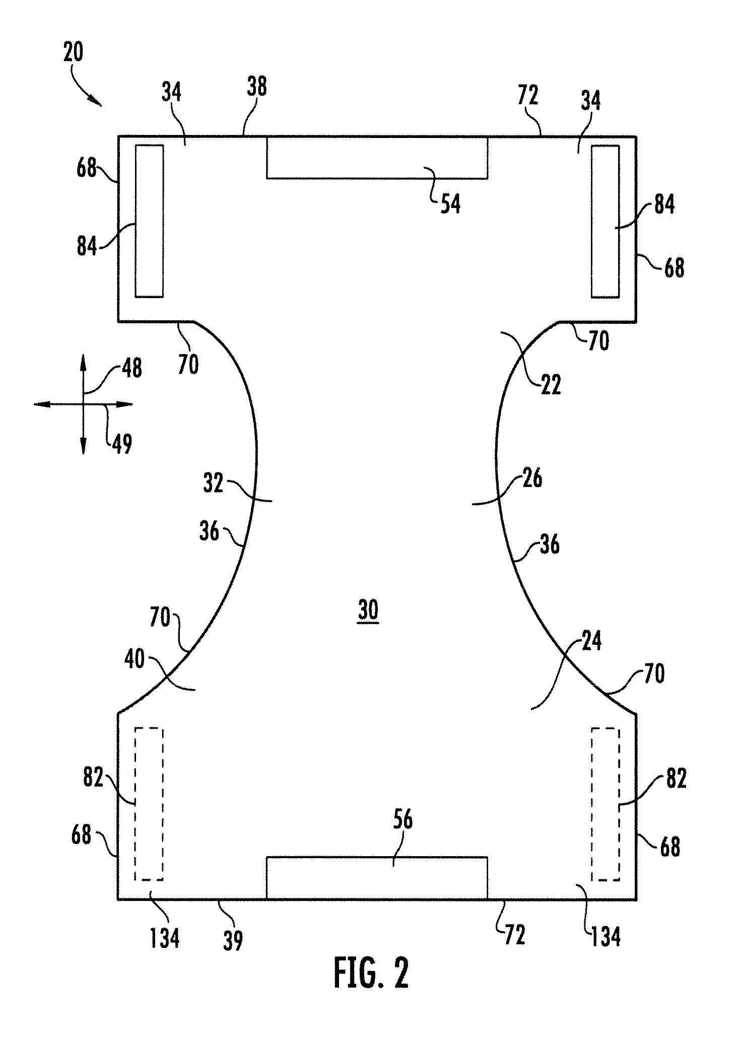 Absorbent garments with improved fit in the front leg area