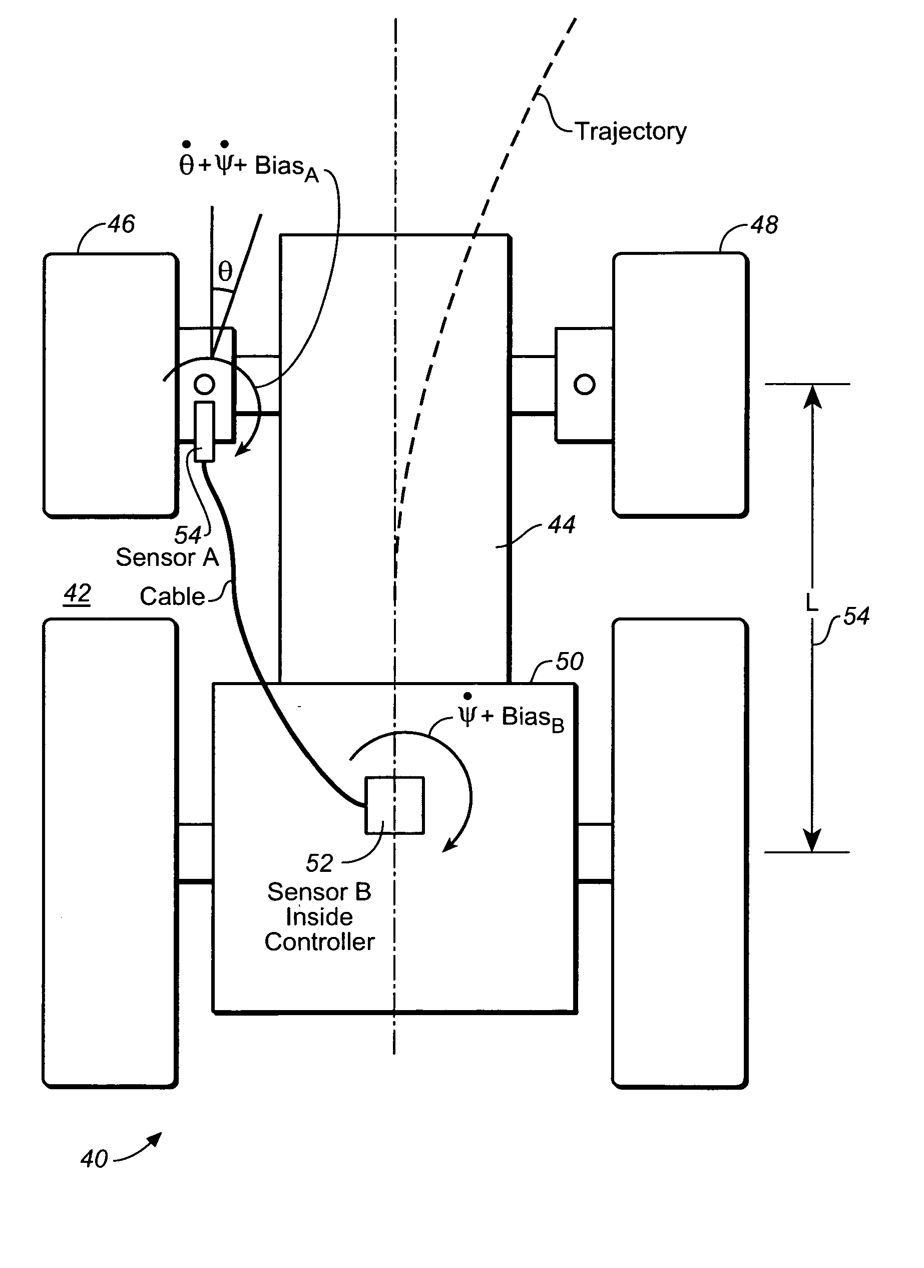 Vehicle gyro based steering assembly angle and angular rate sensor