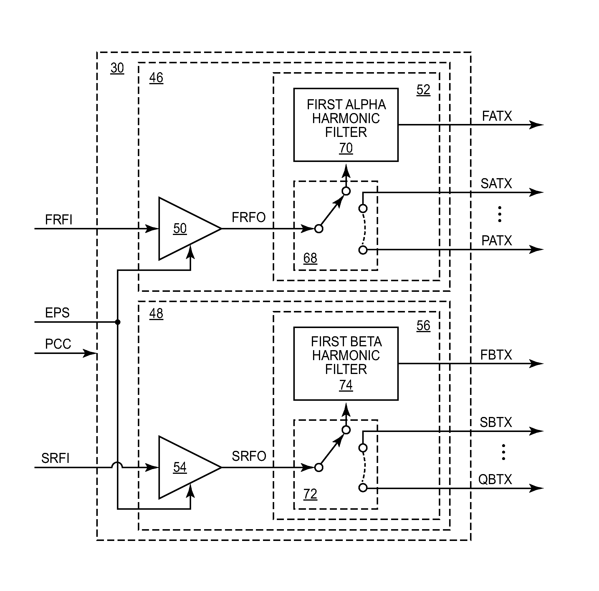 High efficiency path based power amplifier circuitry