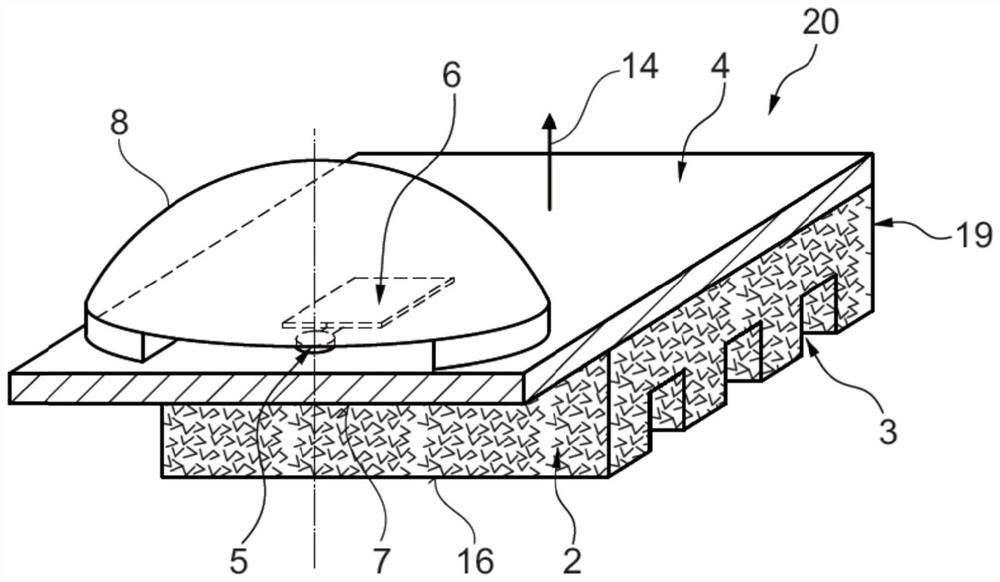 Lighting module with heat exchange device with closed-cell metal foam