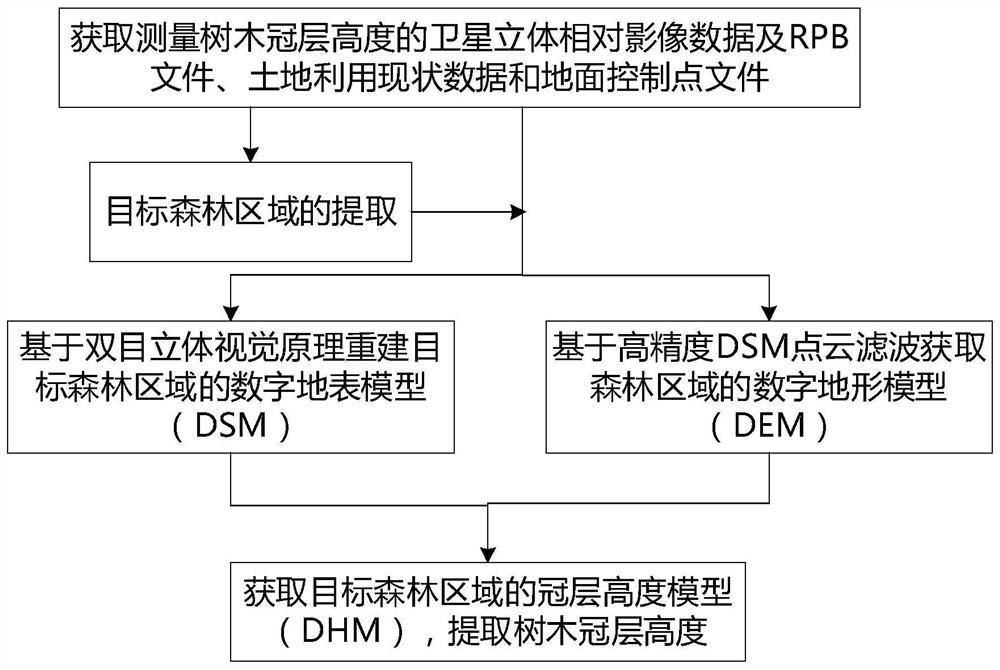 Method for measuring tree canopy height through satellite remote sensing