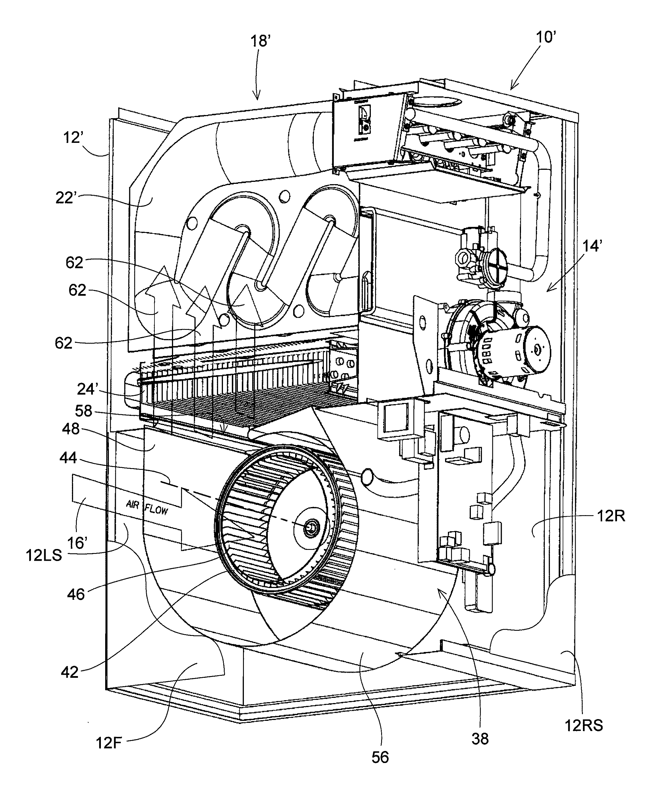 Furnace Air Handler Blower Housing with an Enlarged Air Outlet Opening