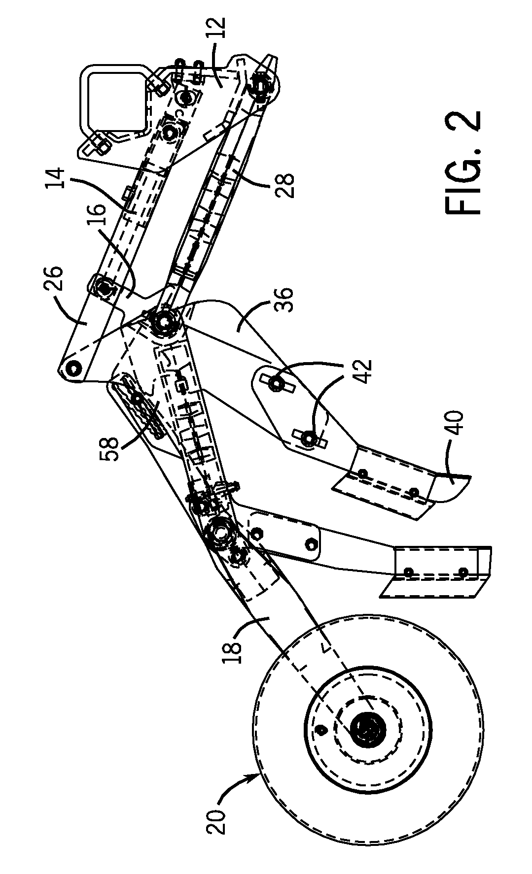 Precision hoe opener with swing link between cylinder and shank