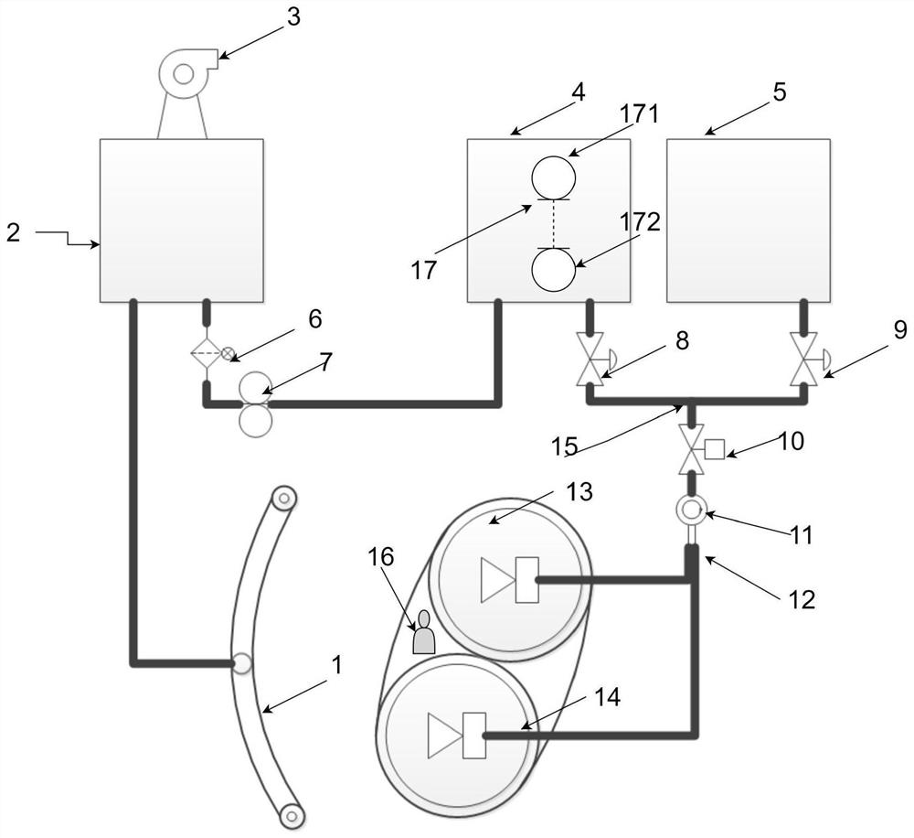 Sewage circulation water-saving device and method for commercial cleaning robot