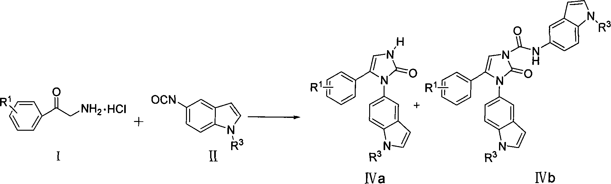 Indole-substituteing imidazoline-2-ketones derivant, preparing method and uses of the same