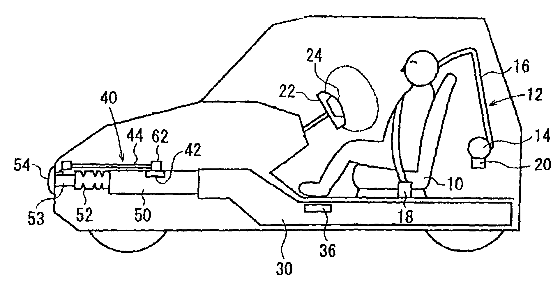 Collision detecting device and passive safety system