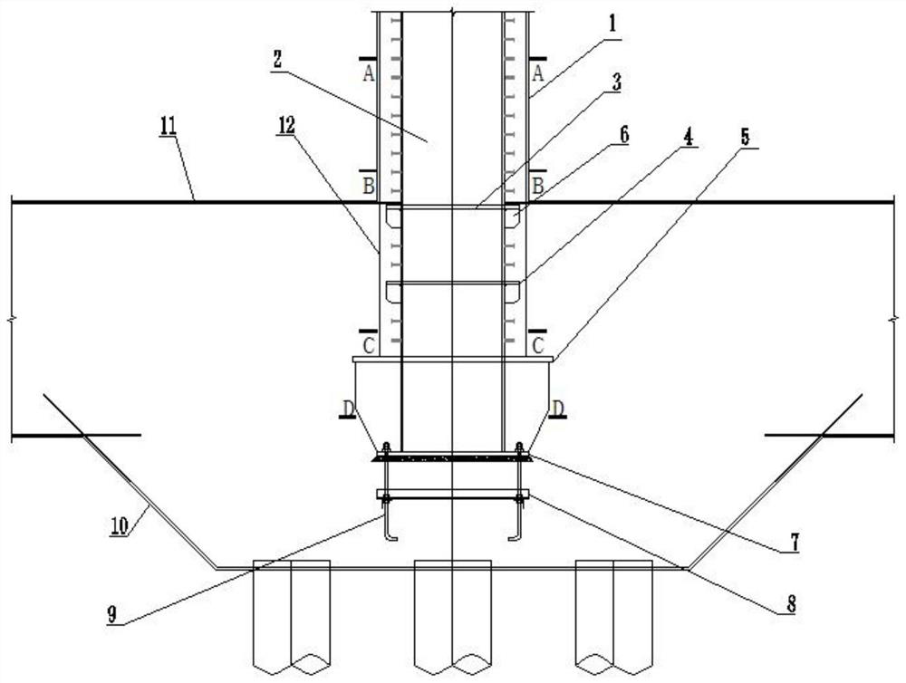 Punching-resistant concrete-filled steel tube column foot structure and punching-resistant capacity estimation method thereof