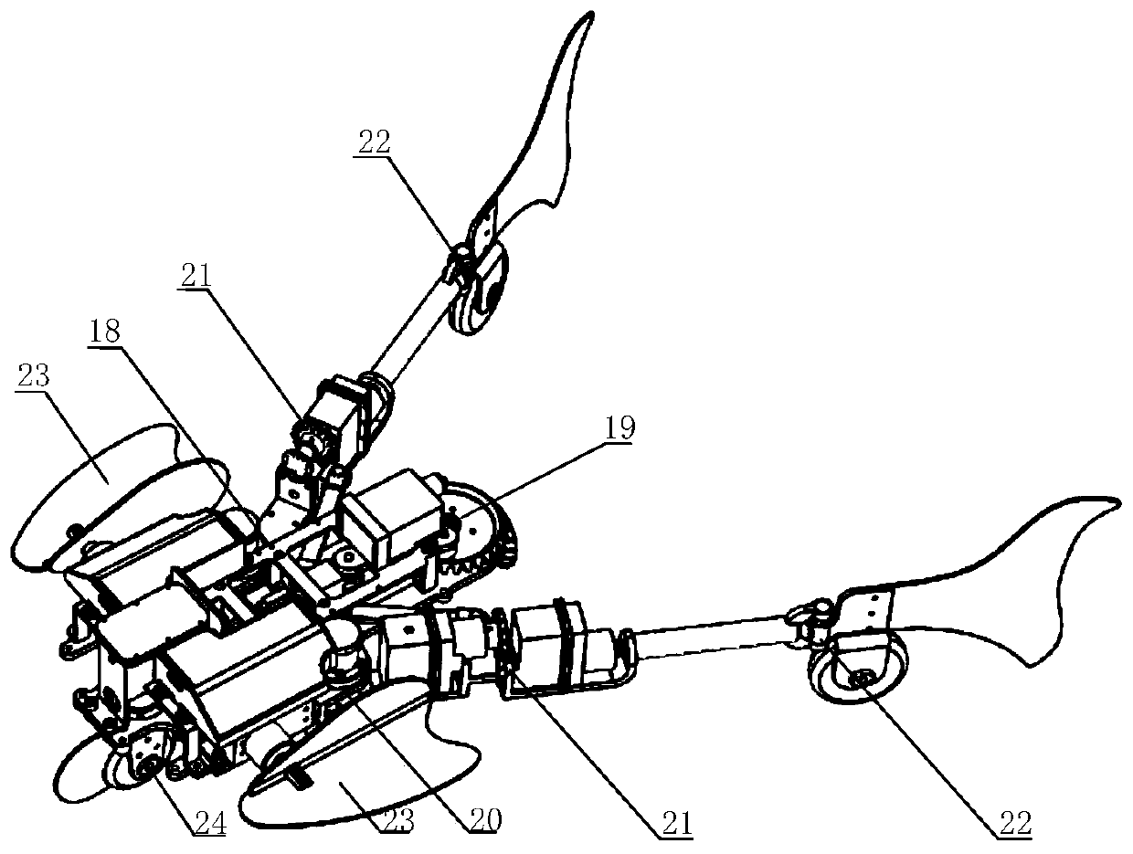 A multi-joint motion mechanism of an amphibious frogboard robot