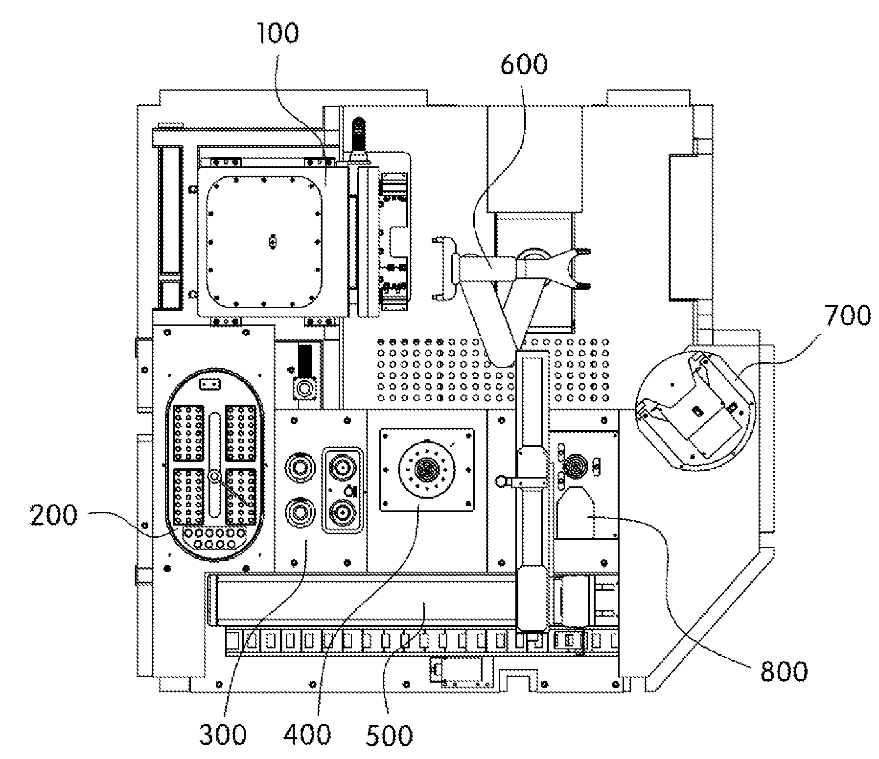 Vapor phase decomposition device for semiconductor wafer pollutant measurement apparatus and door opening and closing device