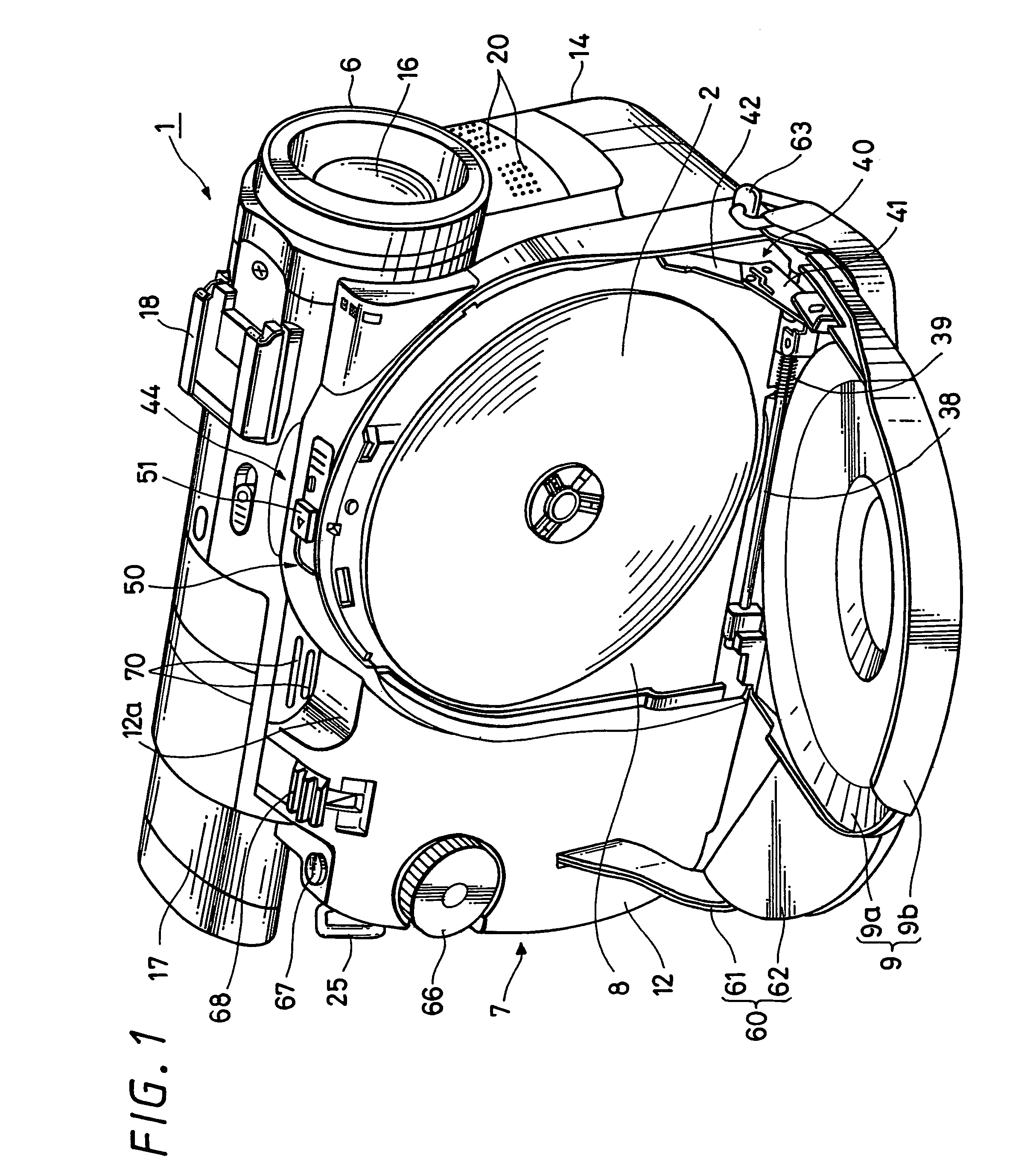 Disc recording and/or reproducing apparatus having a case with a partition wall for forming two chambers