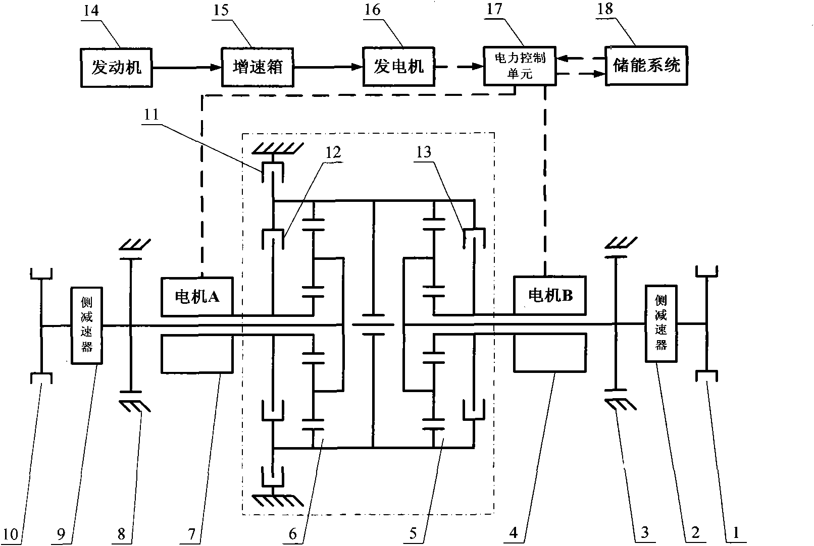 Electromechanical coupling transmission device of crawler