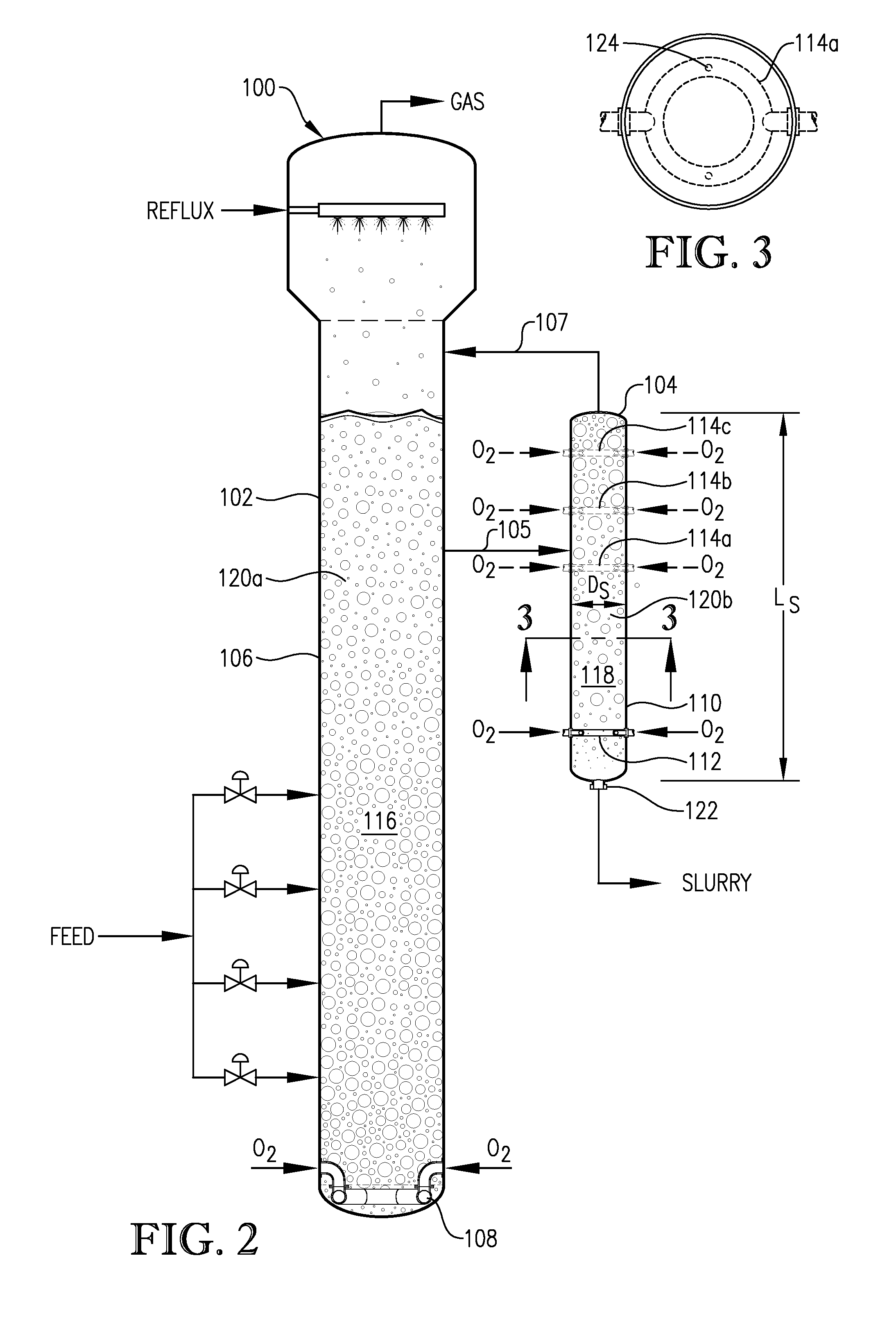 Oxidation system with sidedraw secondary reactor