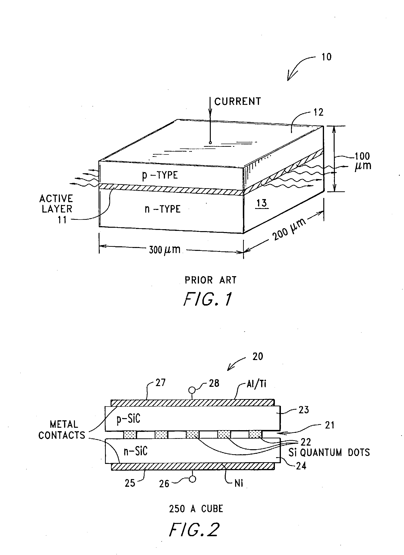 Double heterojunction light emitting diodes and laser diodes having quantum dot silicon light emitters