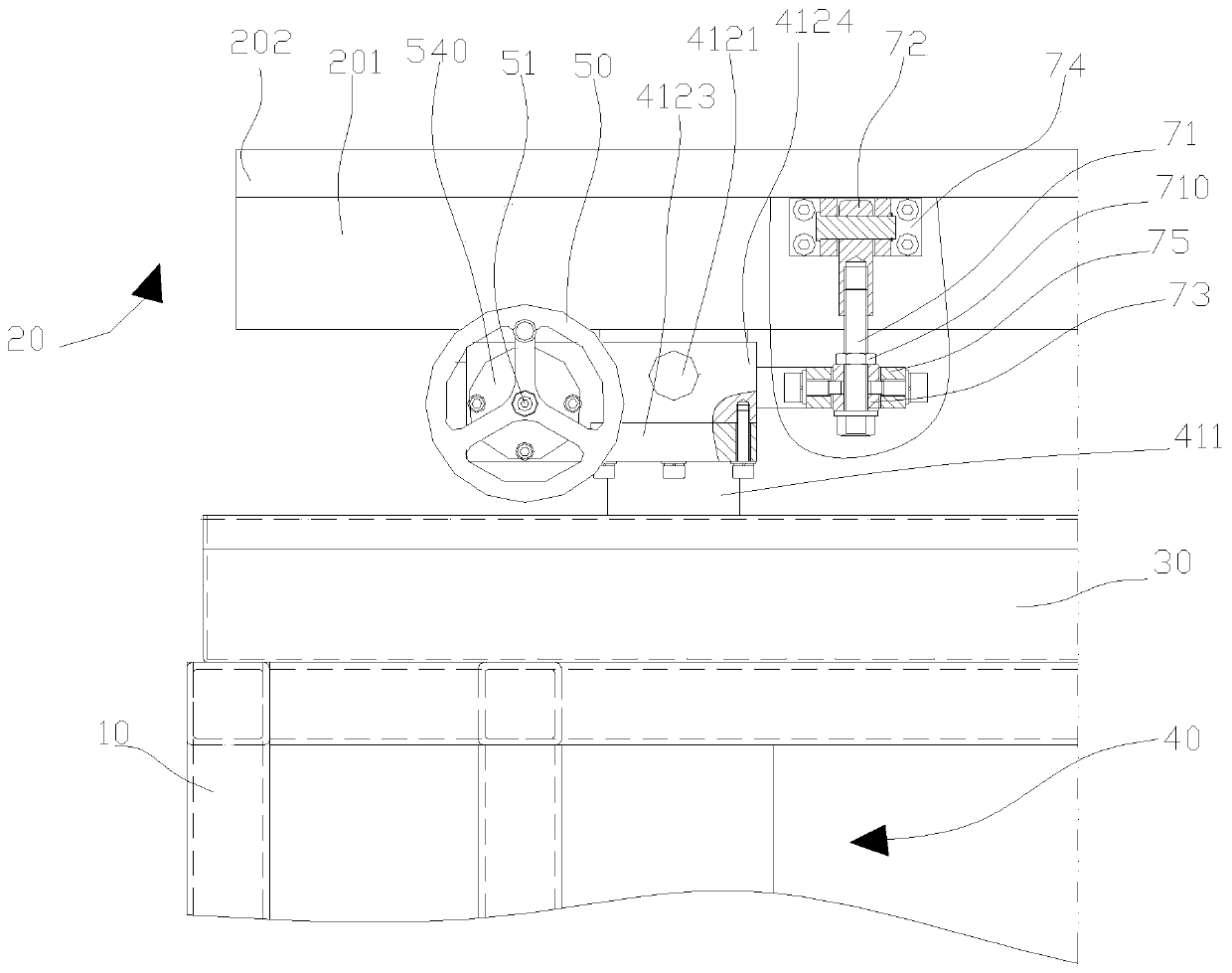 Adjustment device with mould mounting platform