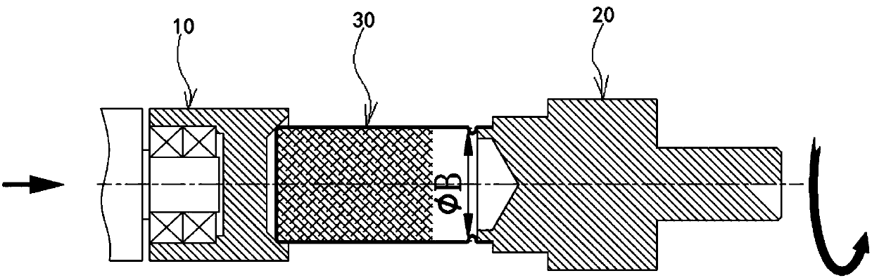 Horizontal grooving machine combined roller core device