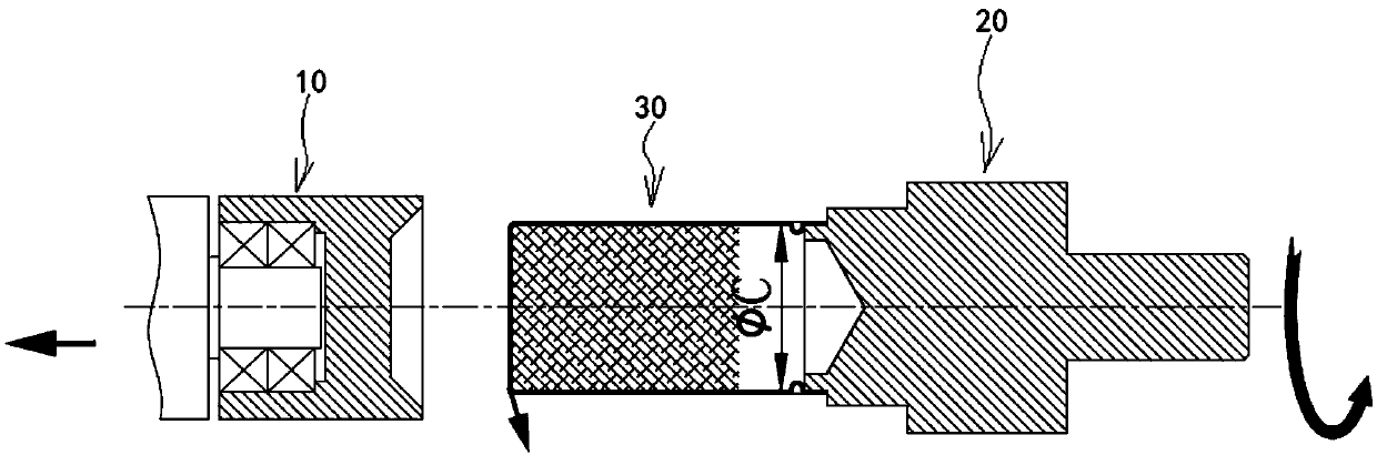 Horizontal grooving machine combined roller core device