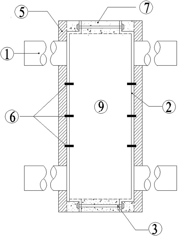 Connecting joint structure of rear steel longitudinal beam and old concrete cross beam and construction method