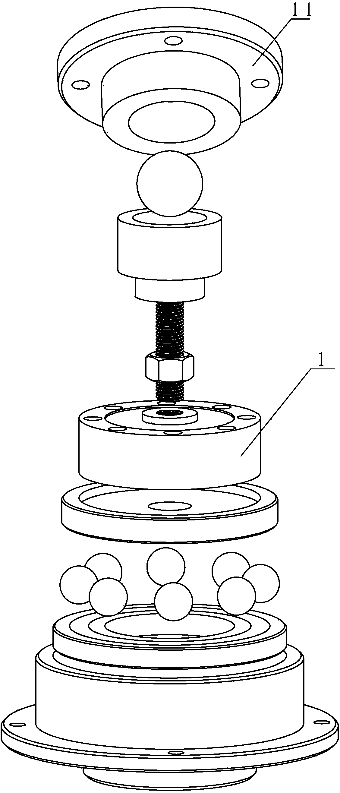 Supporting device with ball socket, column socket and plane combined in mass center measurement