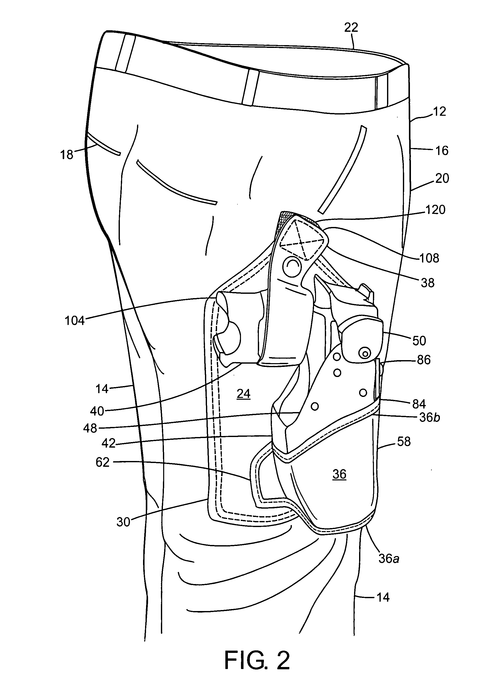 Holster assembly for integral attachment to a garment