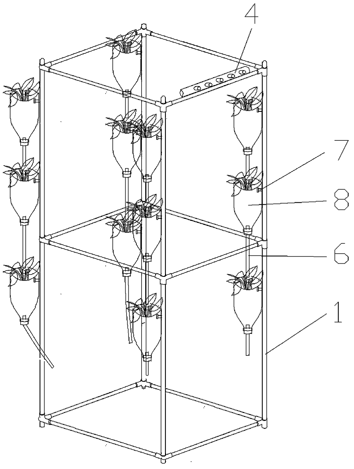 Waste plastic bottle balcony water culture three-dimensional cultivation device