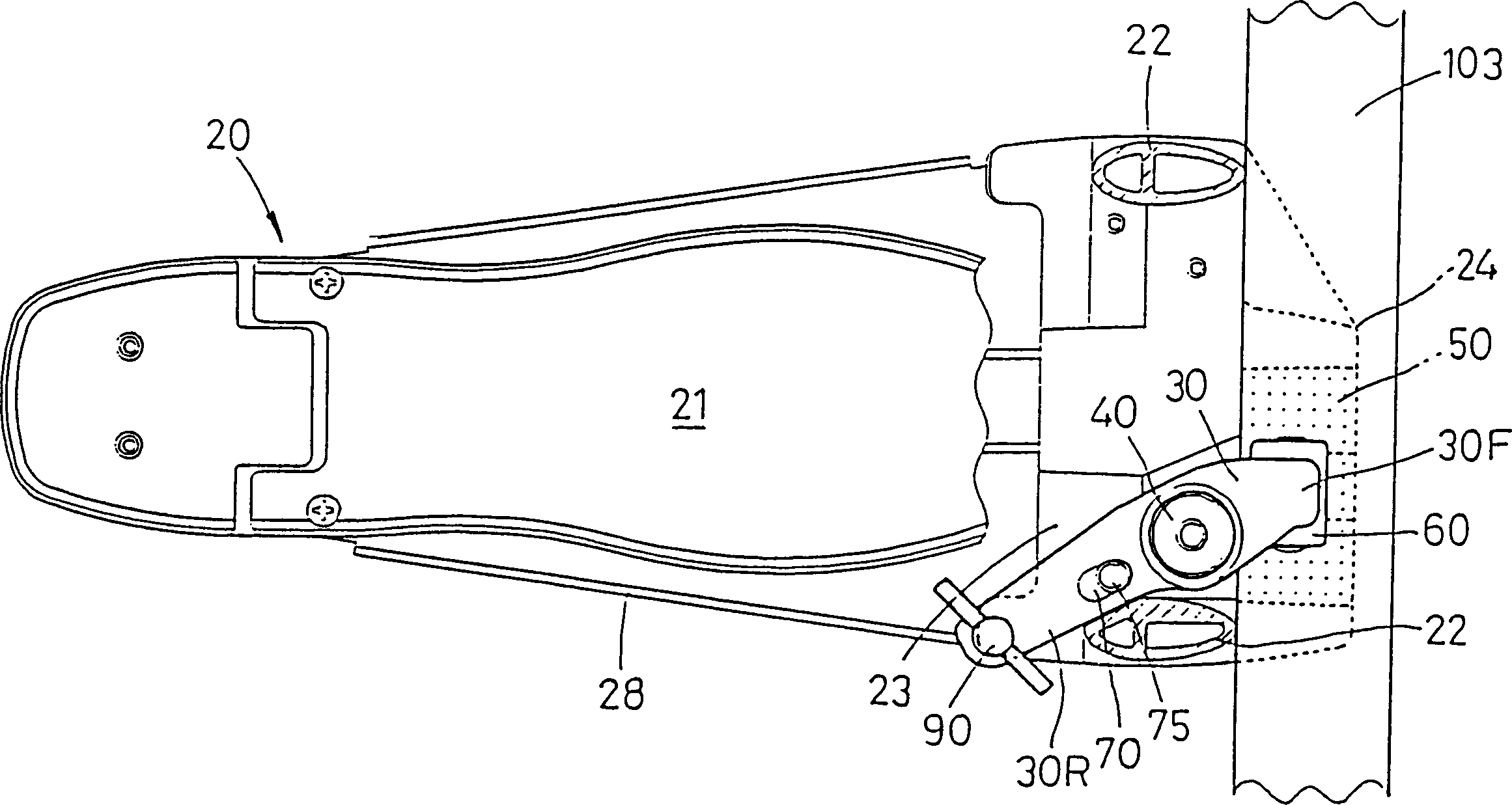 Ring hoop hold-down device for drum pedal