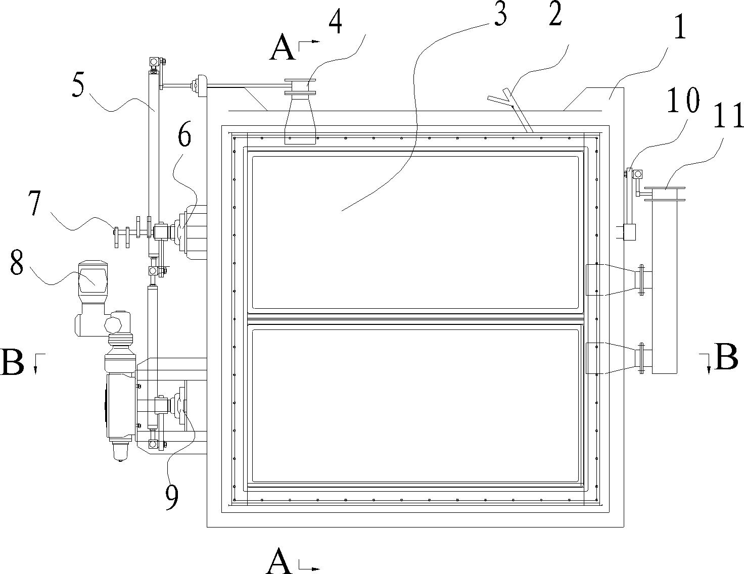 Shutter baffle door provided with sealing device