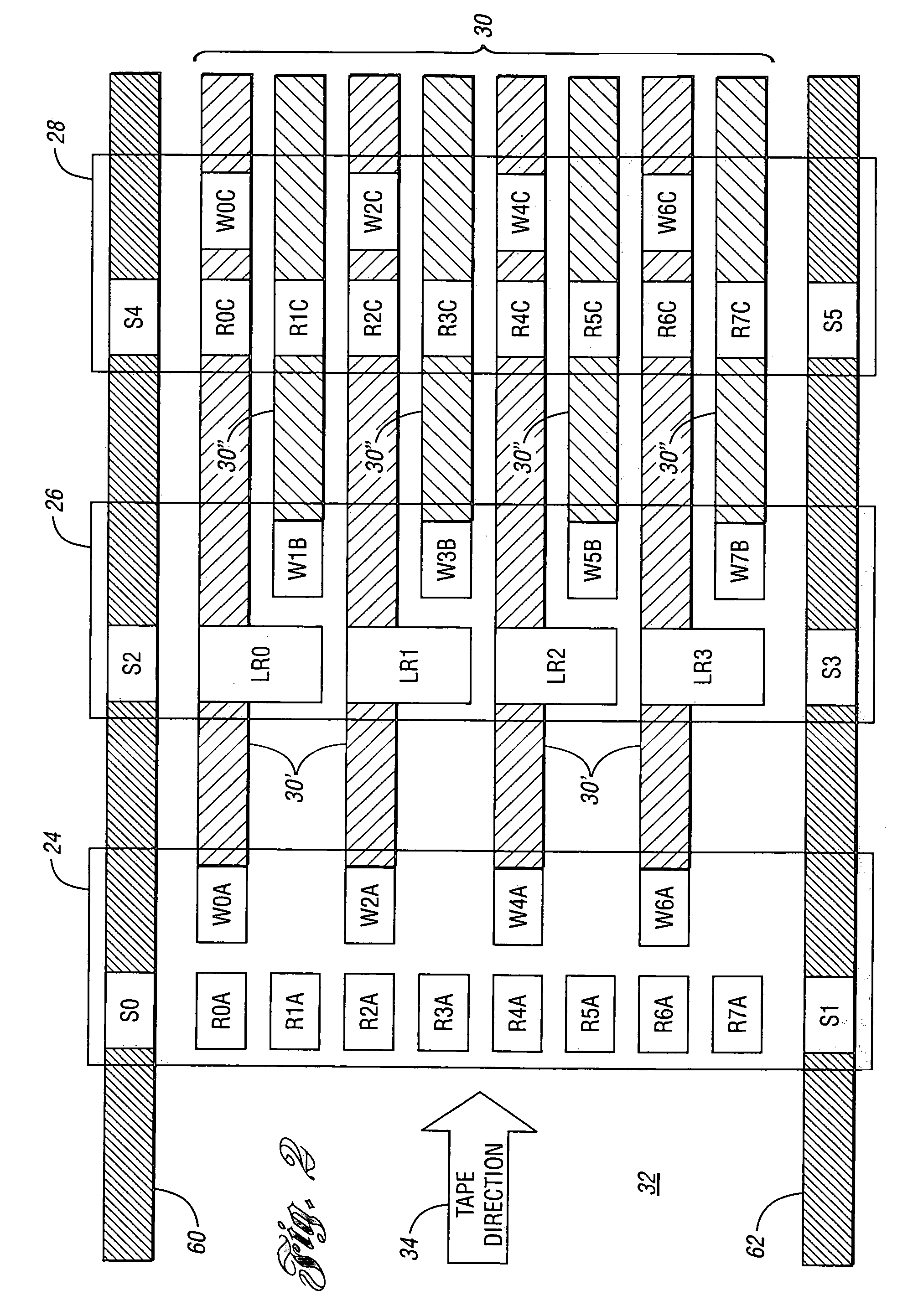 Multiple section read/write head