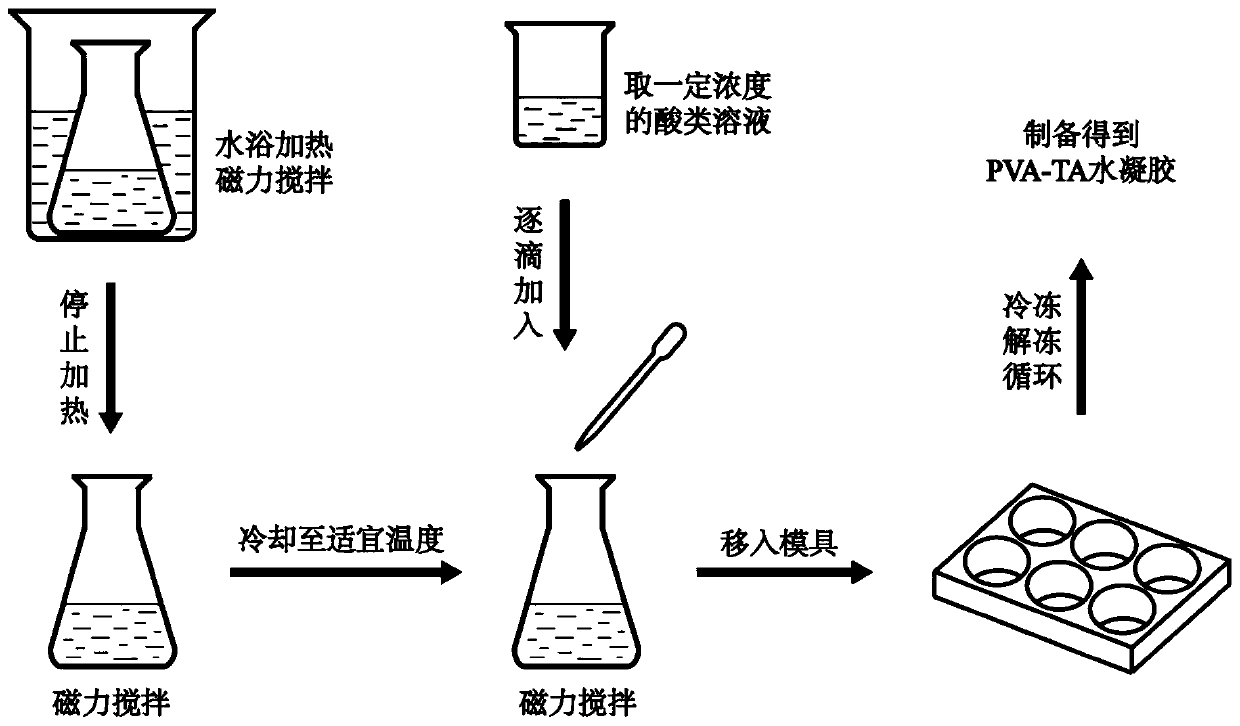 Preparation method and application of high strength and porous structure polyvinyl alcohol-gallotannic acid hydrogel