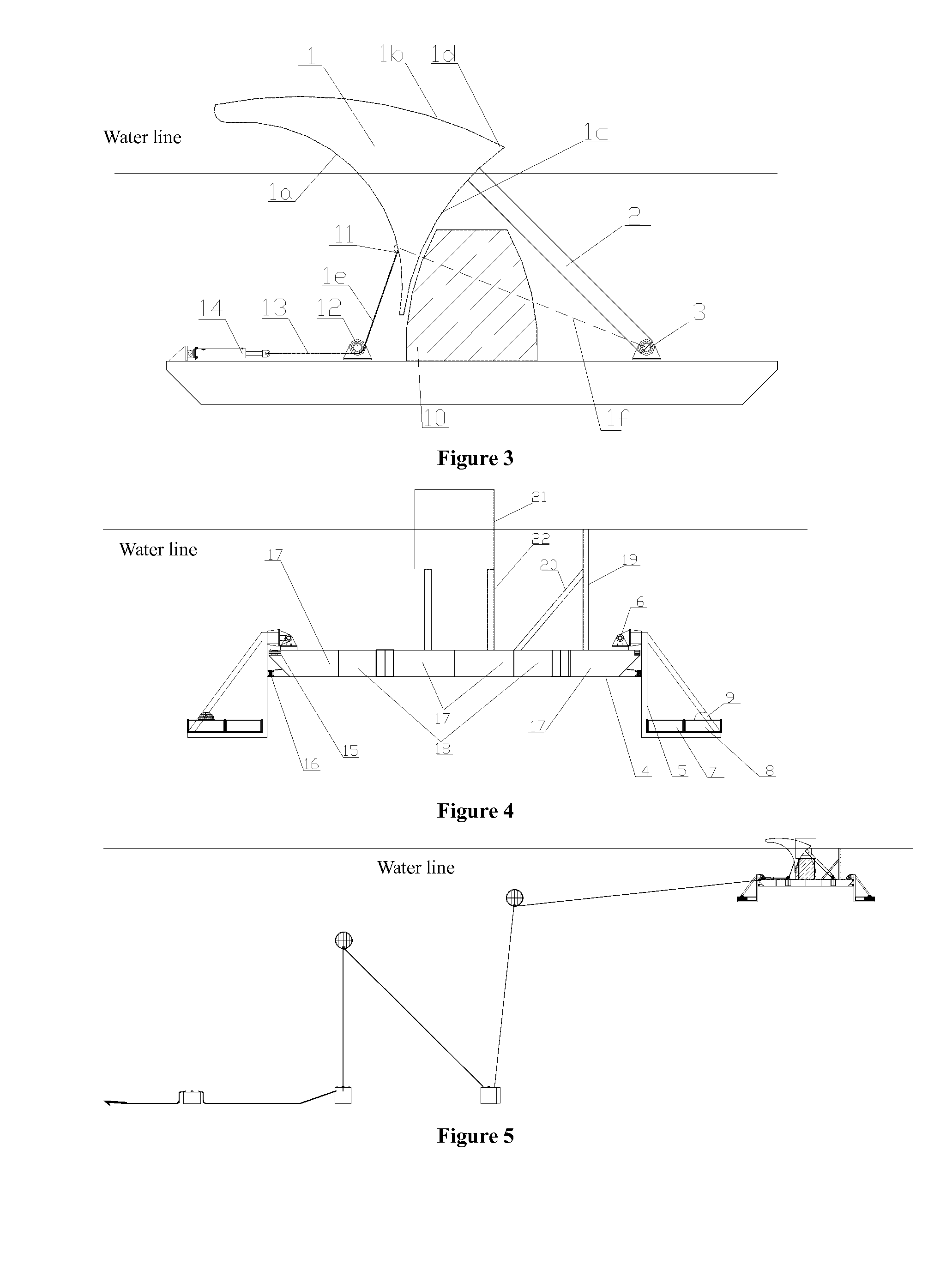 Novel floating eagle type wave power generating device with semi-submersible characteristic