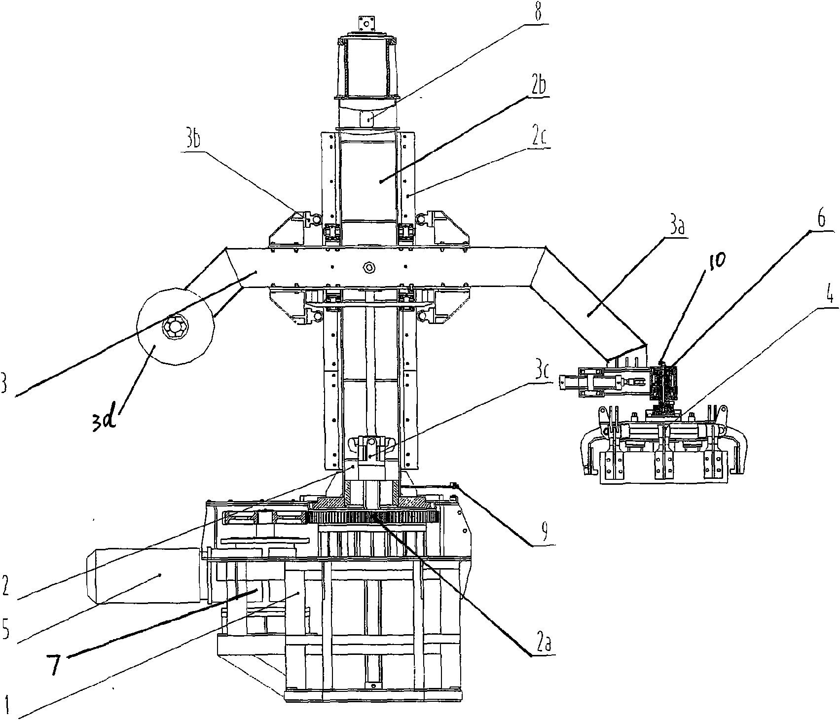 Jib type stacking device