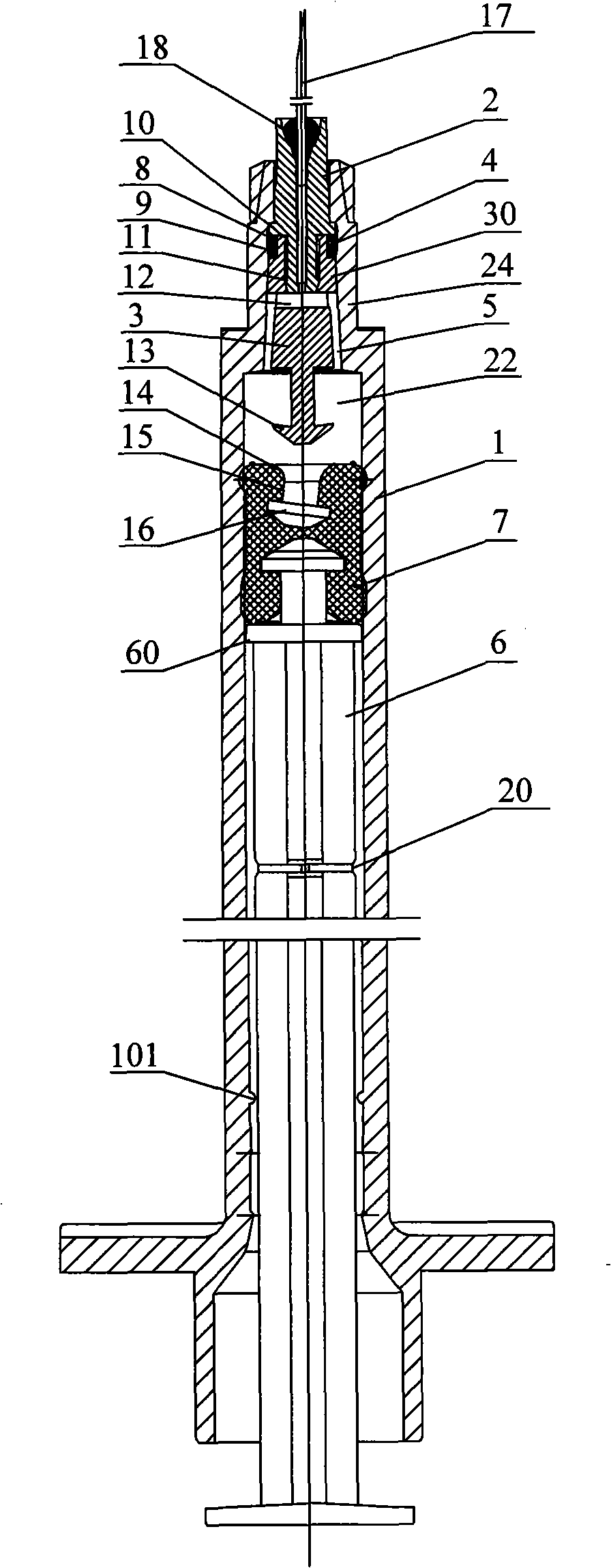 Safe self-destroyed syringe with greater force for preventing needle from withdrawing