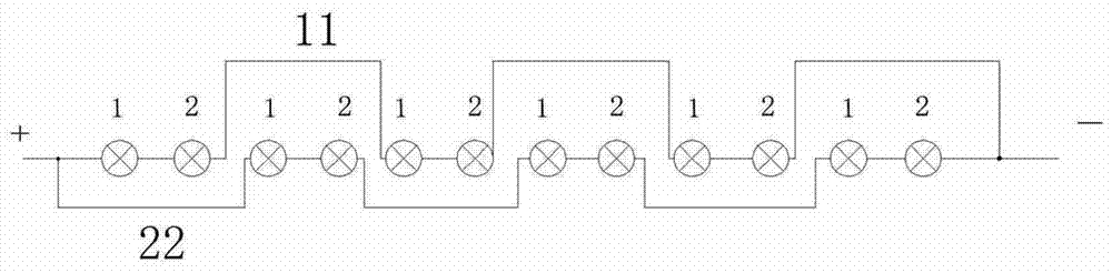 LED lamp power supply connection structure of backlight module group