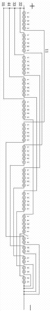 LED lamp power supply connection structure of backlight module group