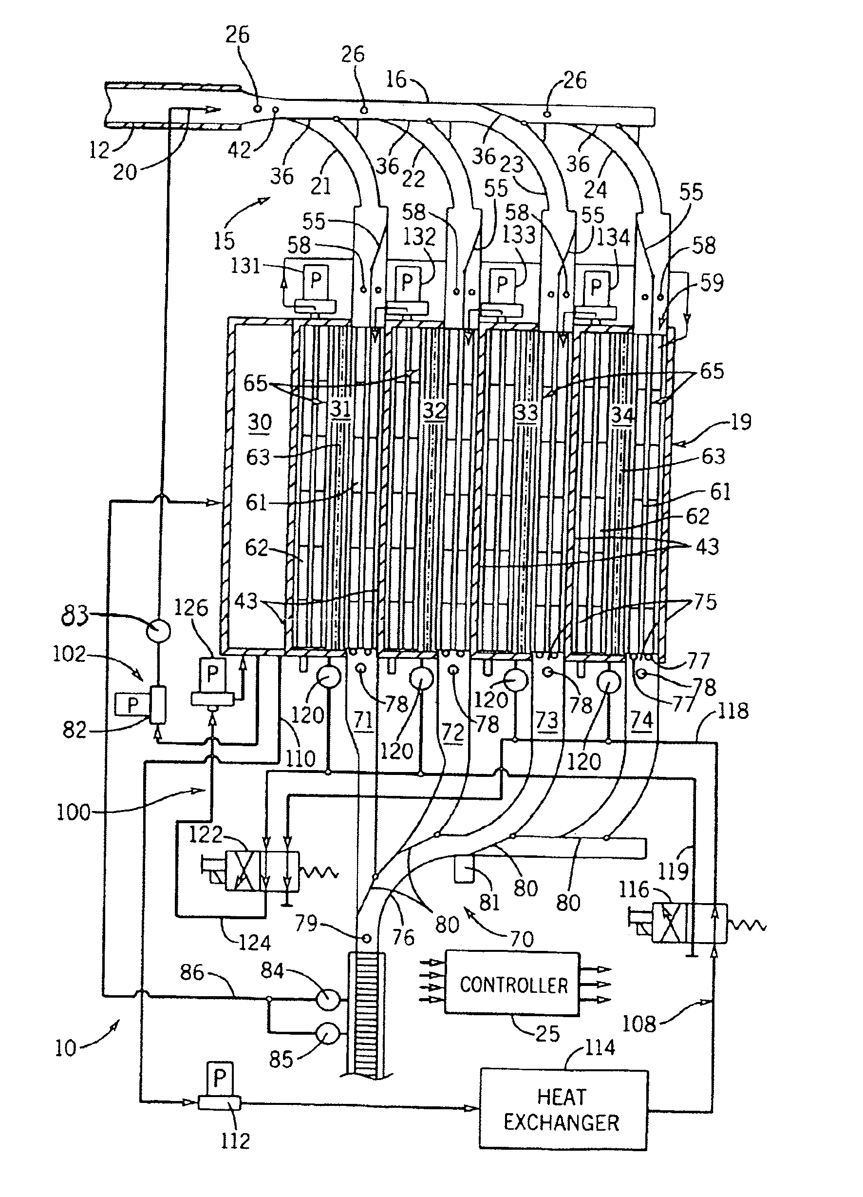 Liquid circulation system for cooling cheese