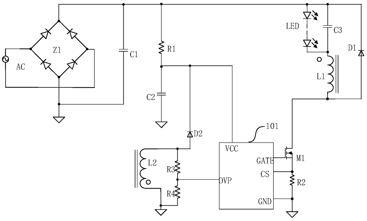 Anti-interference led overvoltage protection module and anti-interference led overvoltage protection system