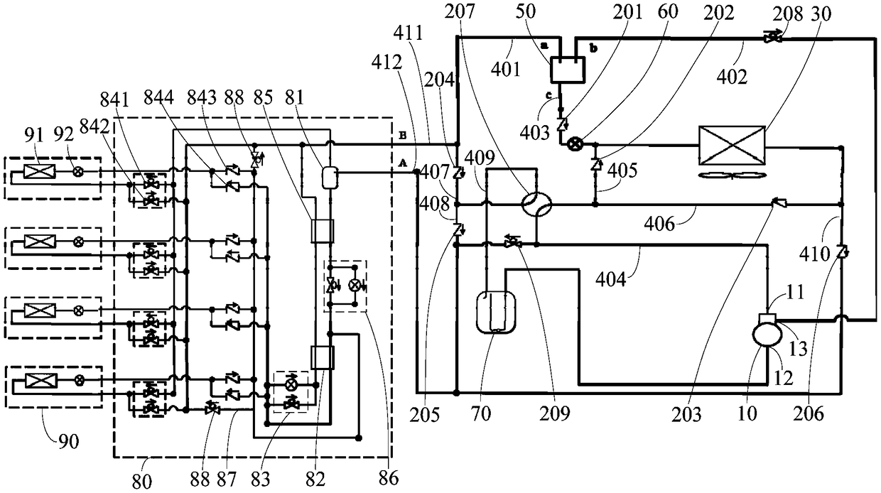 Two-tube heat recovery multi-split system and air conditioning outdoor unit thereof