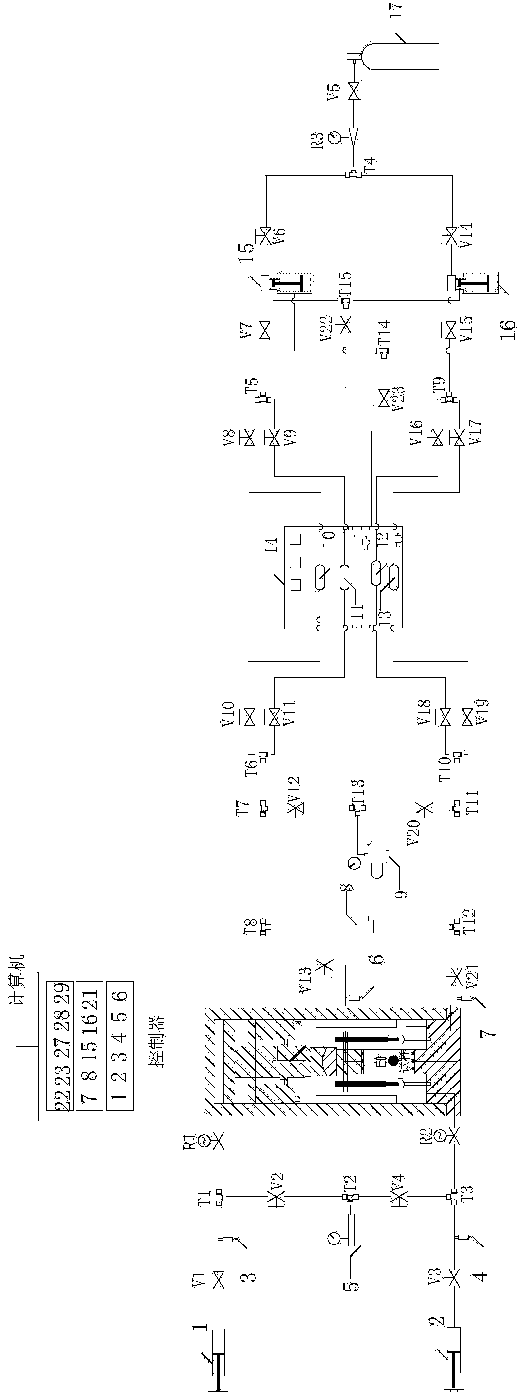 Device and method for simultaneously testing permeability of compact rocks under transient state and steady state