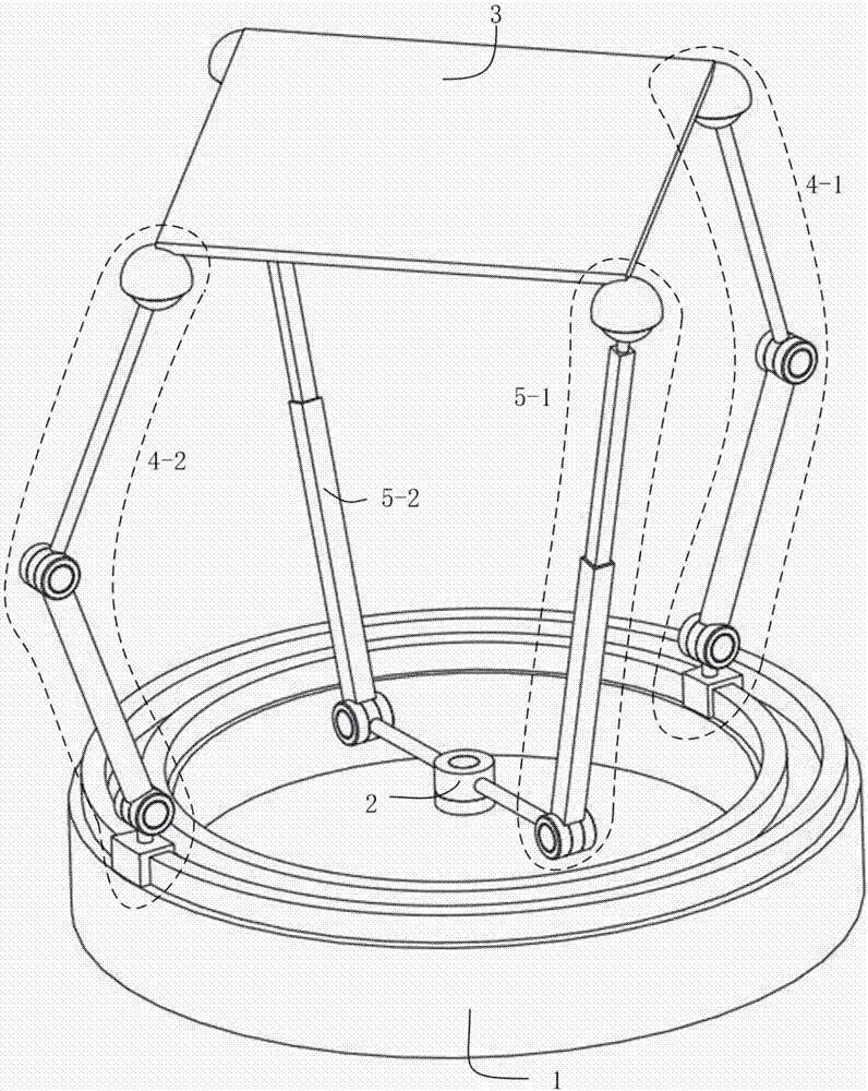 Parallel connection mechanism with five freedom degrees of two movement and three rotation