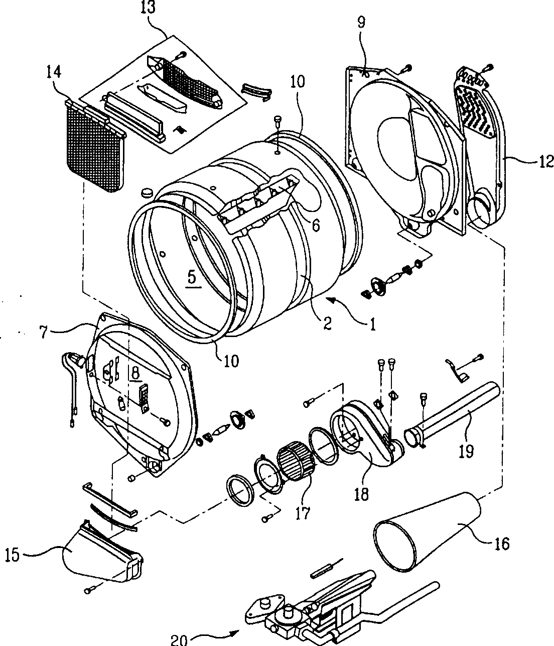 Shaping method for drum of drying machine and rolled drum structure according to it